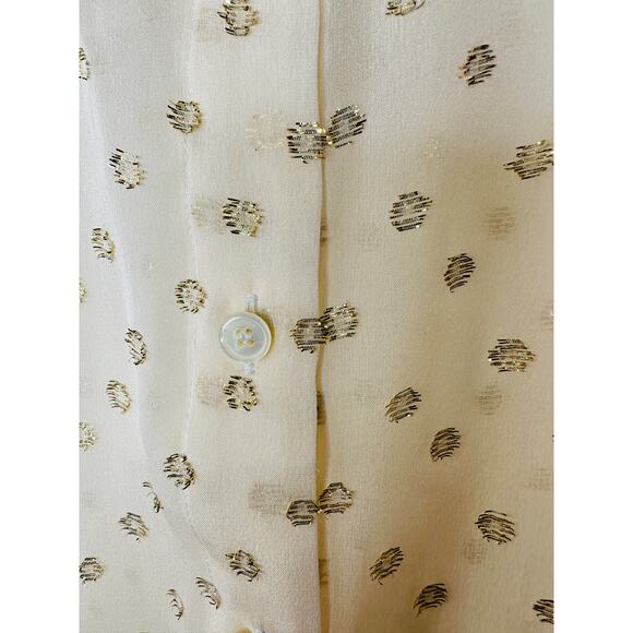 Stella McCartney Sheer Cream Gold Metallic Polka Dot Button Sheer Blouse 44 / L - Picture 5 of 11